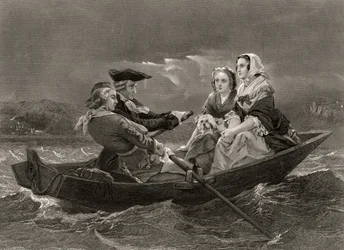 Lady Harriet Ackland på vei for å besøke leiren til General Gates, fra 
