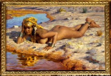 Ved kanten av wadien. Maleri av Étienne Dinet (1861-1929)
