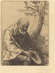 Tigger med hatten i hånden