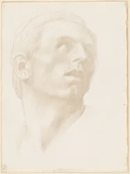 Leder av en mann som ser opp til høyre, 1890-tallet.