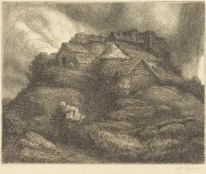 Landsbyen Saint-Pierre under en storm