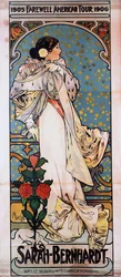 En plakat for Sarah Bernhardts amerikanske avskjedsturné, 1905-1906, ca. 1905