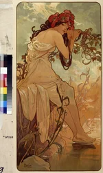 Sommeren (serie med allegorier over de fire årstidene). Verk av Alfons Maria Mucha (Alphonse Marie Mucha)
