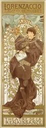 Lorenzaccio, som skildrer den stående figuren til Sarah Bernhardt i rollen, 1896