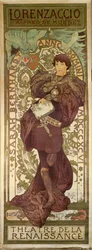 Lorenzaccio med skuespillerinnen Sarah Bernhardt, skuespill av Alfred de Musset (plakat)