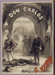 Plakat for operaen Don Carlos av Giuseppe Verdi, 1867.