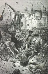 Simon IV av Montfort blir drept av et steinkast, Toulouse