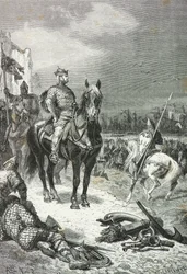 Vilhelm Erobreren går i land ved Pevensey i 1066 (gravering)
