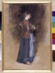 Våningshus med blomsterkurven Maleri av Alphonse Moutte (1840-1913), dim i cm 27x18 Obligatorisk omtale: Samlingsstiftelsen hilsen Provence, Marseille