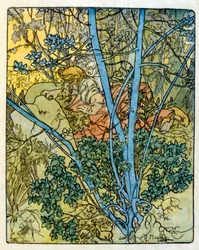 Illustrasjon av Alphonse Mucha fra "Clio" et verk av den franske forfatteren Anatole France. 1900. Mucha (1860 – 1939). var en tsjekkisk jugendmaler