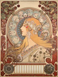 Plakat av Alphonse Mucha (1860-1939) for tidsskriftet «La plume», 1896 (mål 65 x 48 cm) - Privat samling