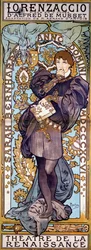 Plakat for «Lorenzaccio» av Alfred de Musset, med Sarah Bernhardt, Paris, 1896
