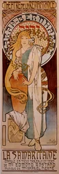 Plakat for stykket "" La Samaritaine"" av Edmond Rostand fremført av Henriette Rosine Bernard dit Sarah Bernhardt (1844-1923) i 1897 ved Theatre de la Renaissance. Tegning av Alphonse Mucha (1860-1939) 1897