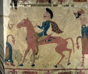 Teppe som viser en ridende kriger, fra Pazyryk-gravhaugene, 5.–4. århundre f.Kr. (tekstil)
