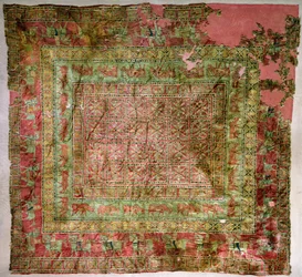 Pileteppe som viser hester, ryttere, dåhjort og griffiner, fra Pazyryk gravhauger, 5.–4. århundre f.Kr. (tekstil) (for detaljer se 165705)