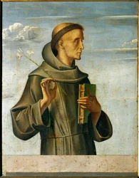 Den hellige Antonius av Padua (tempera på tre)