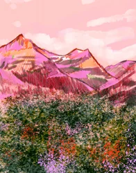 Levende rosa fjell