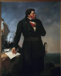 Portrett til fots av Georges Cadoudal (1771-1804). Cadoudal var en chouan-høvding under Vendee-krigene 1793-94. Maleri av Paul Coutan Amable (1792-1837) 1827. Dim. 2,15 X 1,40 m. Cholet, museum for kunst og historie