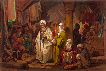 Le grand bazar (souk, marche oriental) - Den store basaren - Av Amedeo Preziosi (1816-1882) Akvarell på papir (45,5x67 cm) - Pera Museum, Istanbul