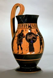 Attisk svartfigur olpe som viser Athena konfronterende Poseidon, 600-tallet f.Kr. (keramikk)