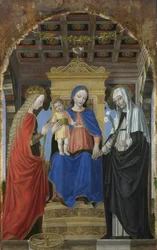 Jomfruen og barnet med den hellige Katarina av Alexandria og den hellige Katarina av Siena, ca. 1490
