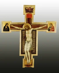 Korsfestelse, 1300-tallet Maleri fra Giottos verksted (1266-1337) San Felice på Piazza, Firenze Olje på tre © Battaglini / Leemage