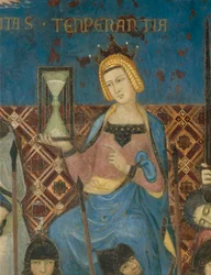 Allegory of Good Government, Temperance, detalj fra Allegory and Effects of Good and Bad Government on Town and Country