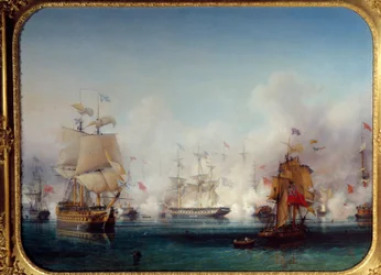 Den greske uavhengighetskrigen: Utsikt over sjøslaget ved Navarino 20/10/1827, 1827
