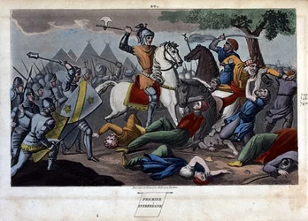 Slaget ved Poitiers: Charles Martel beseiret mellom Tours og Poitiers Abd al-Rahman I eller Abderamane I (Abd al-Rahman) (731-788), konge av Saracens i 732 - Designet og gravert av Ambrose Tardieu i 1825.