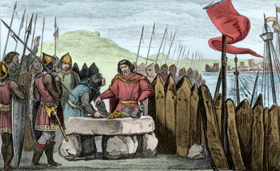 Karl III den tjukke (839-88) betaler ned for vikinginntrengerne i 886 - Charles III 3 le Gros (839-888) keiser av Vesten (881-887) og regent av Frankrike (884-887) slo leir under Paris
