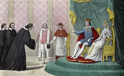Francois II (1544-1560) kunngjør til parlamentets varamedlemmer som kommer for å hilse på ham etter farens død at han valgte sine onkler hertugen av Guise (Francois)