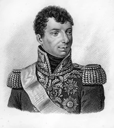 General Duroc. Géraud Christophe Michel Duroc, hertug av Frioul (1772 til 1813).- i «Portretter av franske generaler etter franskmennenes seire og slag»». Gravert av Ambroise Tardieu i 1818. Stella Collection.