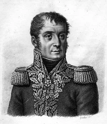 General Mouton - Duvernet (Régis Barthélemy, Baron Mouton-Duvernet) General français (1769 to 1816). in “Portraits des généraux français en suite les victoires et conêtes des français””. Engraved by Ambroise Tardieu in 1818. Stella Collection.