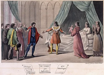 Johannes I posthum (1316-1316), ble født som konge og døde etter 6 dager. - Designet og gravert av Ambroise Tardieu i 1825.