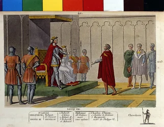 Ludvig VIII sier «Løven» (1187 - 1226), det capetianske dynastiet, svarer med stolthet og fasthet på en utsending fra kong Henrik III. Faktisk førte han krig mot Henry III, som hadde nektet å delta på hans innvielse, som hertug av Guyana.- Designet og grav
