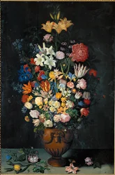 Stilleben med blomster i en vase …