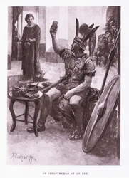 En infanterist på et vertshus, illustrasjon fra The Roman Soldier, 1928