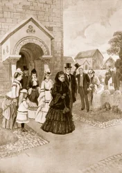 Dronning Victorias liv i Osborne: Hennes Majestet ved Whippingham Church, fra 'The Illustrated London News', 1901
