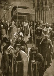 Utgangen etter kroningen av Rikard II, kvelden før sankt Kenelms dag, 16. juli 1377, fra «The Illustrated London News», 1902