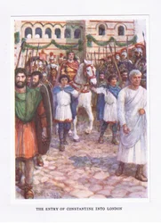 Konstantins inntreden i London, illustrasjon fra The Roman Soldier, 1928