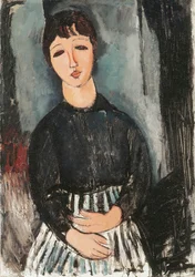 En tjener i et stripete forkle, 1916