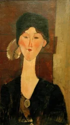 Beatrice Hastings foran en dør