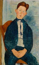Gutt i en stripete genser, 1918