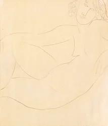Naken kvinne lener seg, 1918