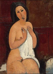 Sittende naken i skjorte, 1917.