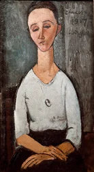 Portrett av fru Chakoska. Maleri av Amedeo Modigliani (1884-1920)