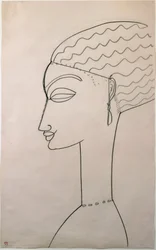 Kvinneprofil. Kvinnelig profil. Tegning av Amedeo Modigliani (1884-1920), 1910-1911. New York, Museum of Modern Art
