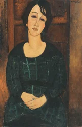 Kvinne i rutete kjole, 1916