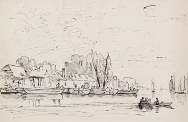 A River Scene with Barges, ca. 1803 (penn)