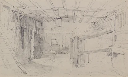 Inne i en stall, ca. 1810 (blyant)